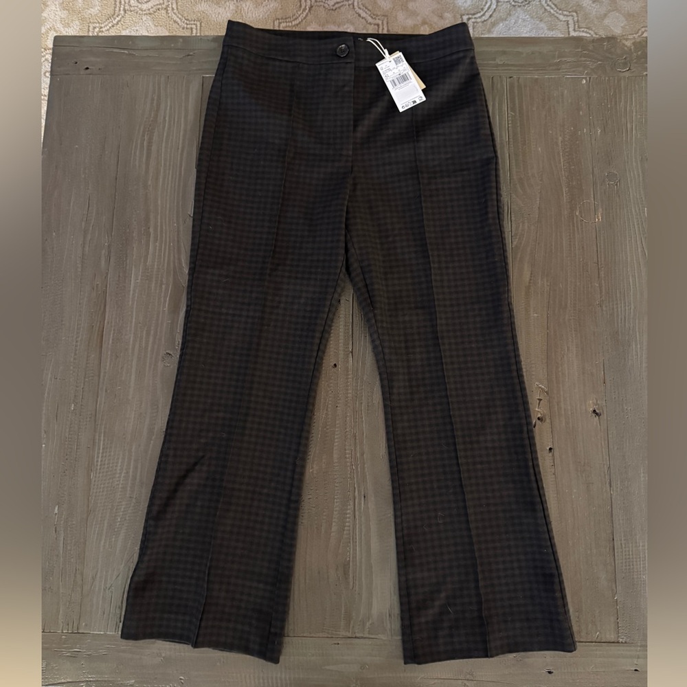 Mango Black Checkered Ankle Pants